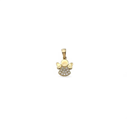 Ciondolo Angelo con Zirconi Oro Giallo 18kt - 1,5cm