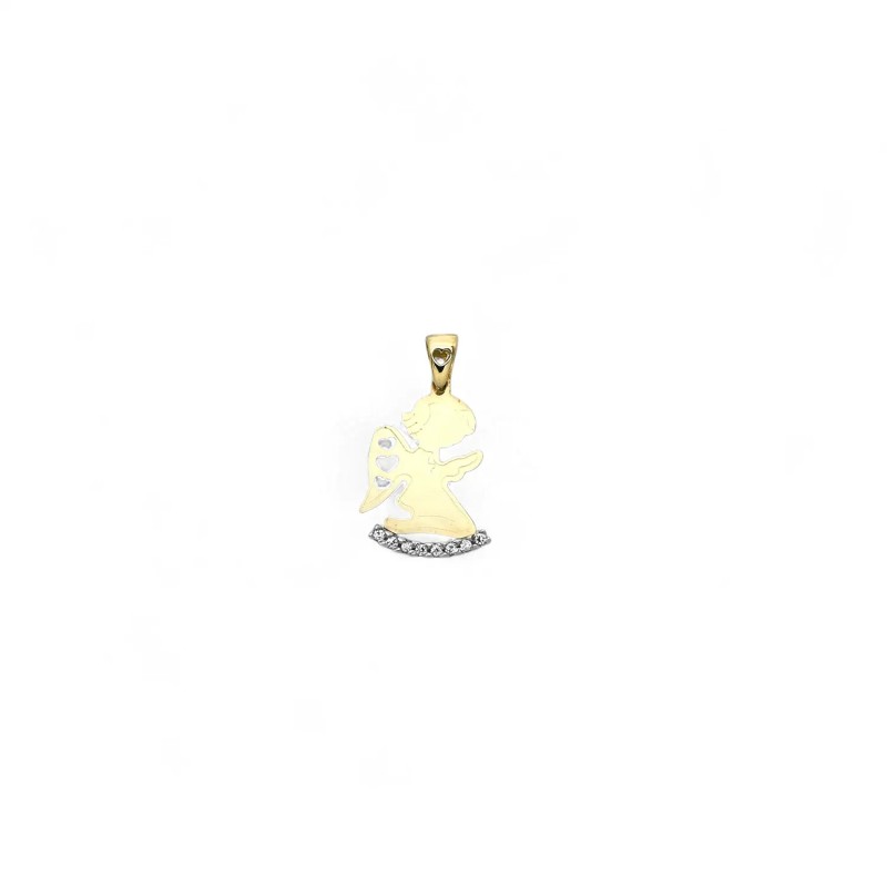 Ciondolo Angelo Oro Giallo 18kt con Base Zirconi | 2cm